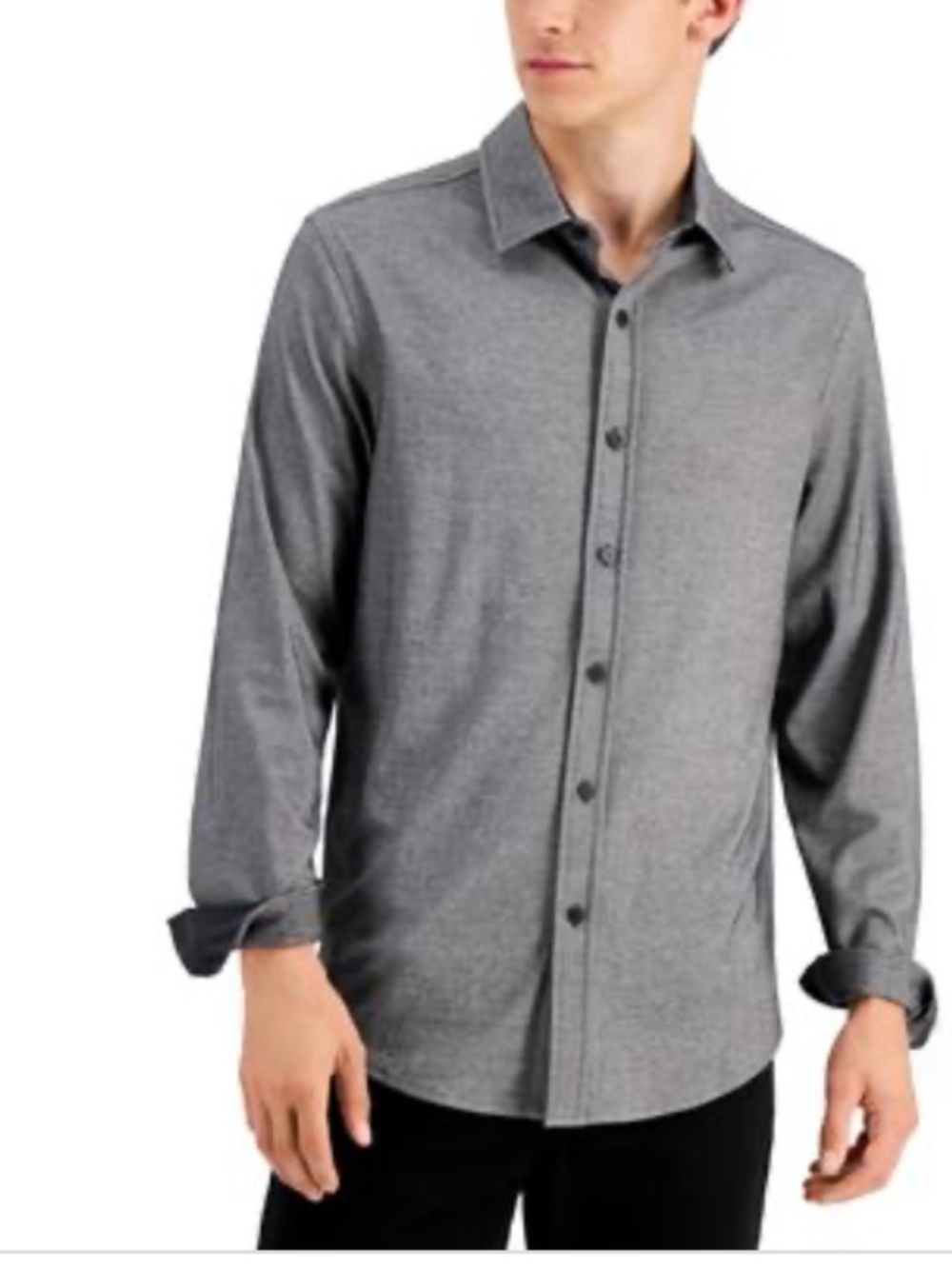 Alfani Men's Regular-Fit Supima Cotton Birdseye Shirt, Dark Lead Opd Size S NWT